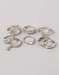 Emballage de huit bagues argentées AE