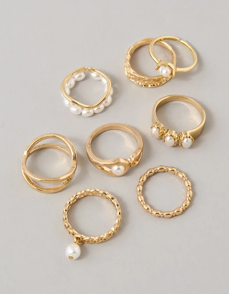 AE Pearl & Gold Rings 8-Pack