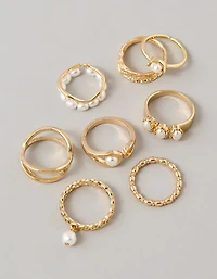 AE Pearl & Gold Rings 8-Pack