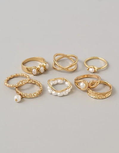 AE Pearl & Gold Rings 8-Pack