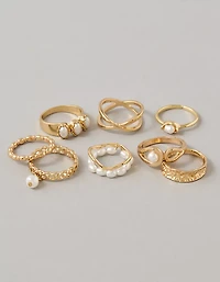 AE Pearl & Gold Rings 8-Pack