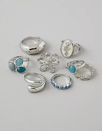 AE Silver-Finish Rings 8-Pack