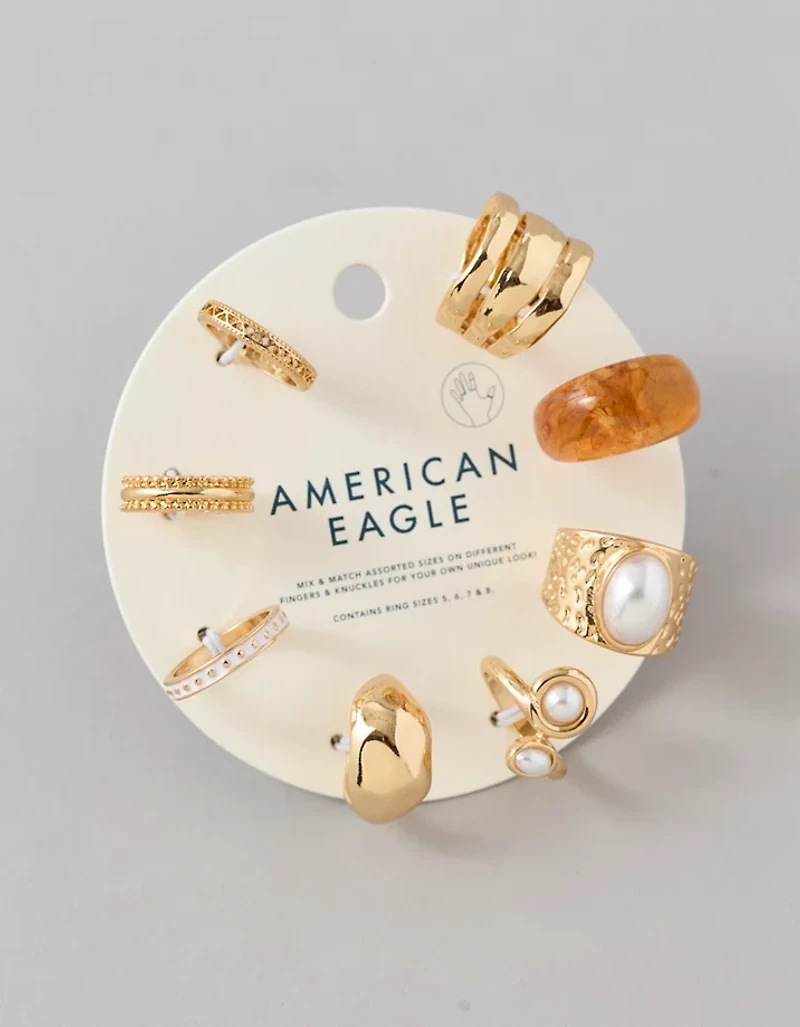 AE Pearl & Resin Rings 8-Pack