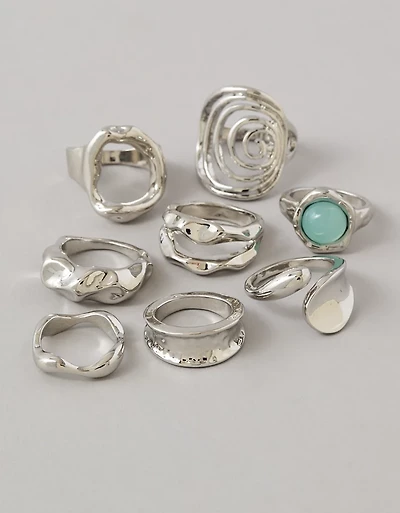 Ensemble de 8 bagues rétro AE