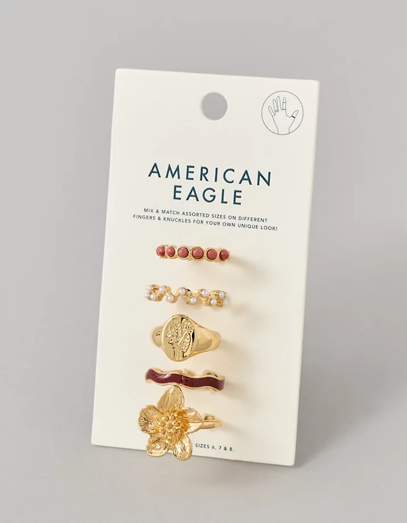 Ensemble de 5 bagues à fleurs AE