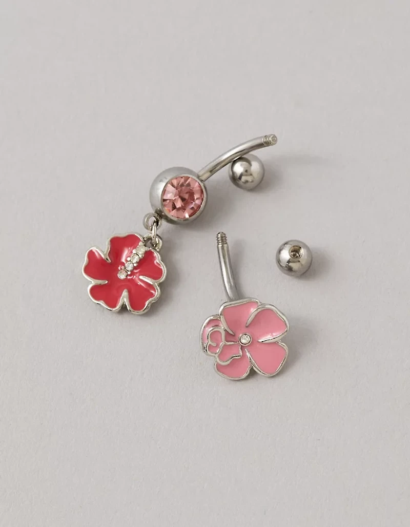 AE Hibiscus Flower Belly Rings 2-Pack