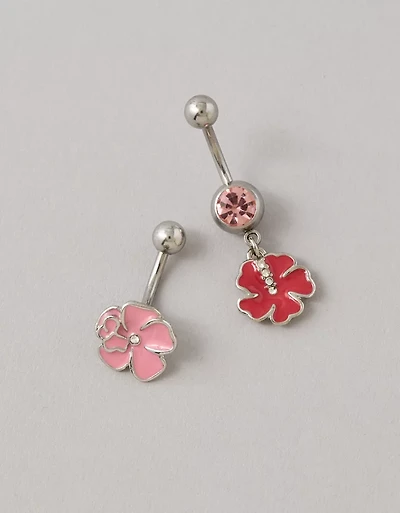 AE Hibiscus Flower Belly Rings 2-Pack