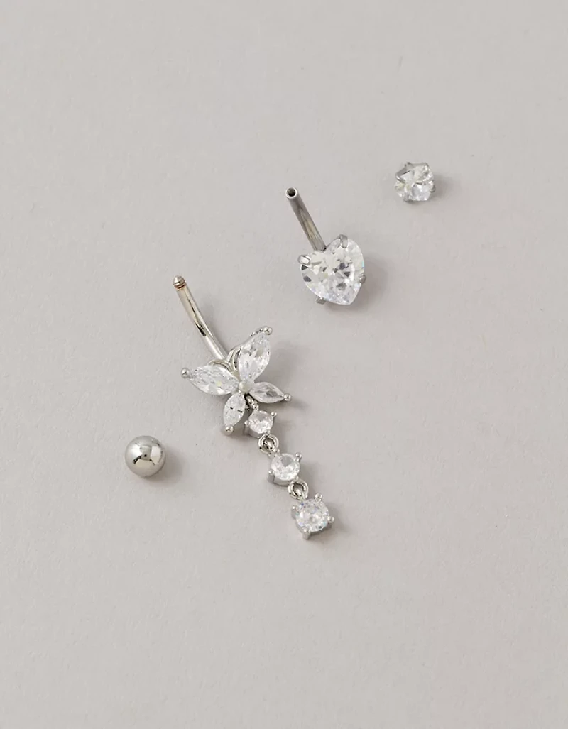 AE Cubic Zirconia Belly Rings 2-Pack