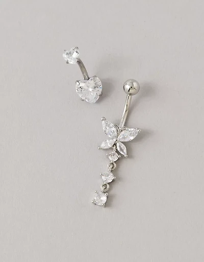 AE Cubic Zirconia Belly Rings 2-Pack