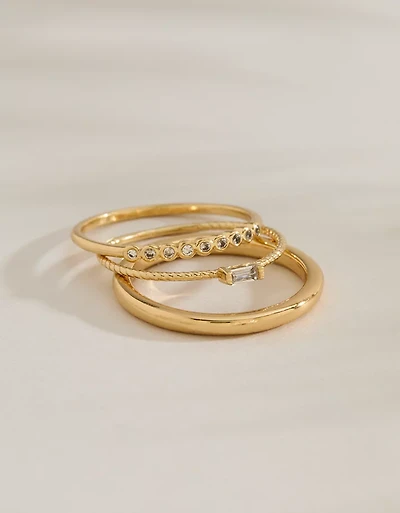 Emballage de trois bagues plaquées ou 14 carats la collection Keepers AE
