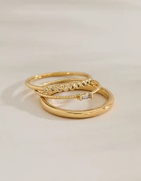 Emballage de trois bagues plaquées ou 14 carats la collection Keepers AE