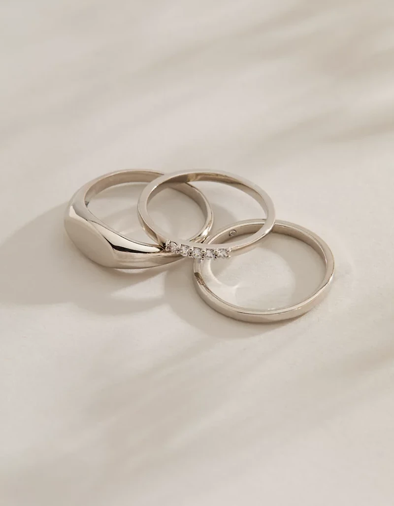 AE Keepers Collection Platinum Plated Ring 3-Pack