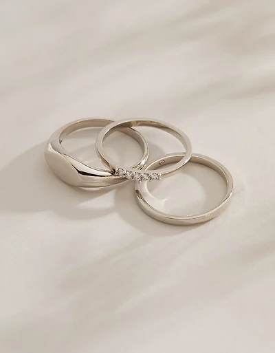 AE Keepers Collection Platinum Plated Ring 3-Pack