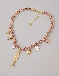 AE Mixed Material Charm Necklace
