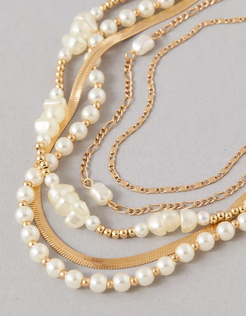AEO Chipped Pearl Necklace 5-Pack