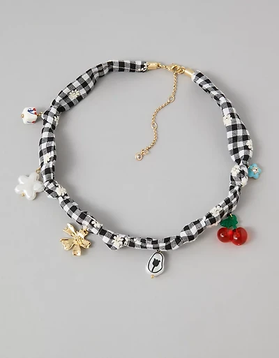 AEO Gingham Charm Necklace