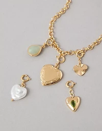 Ensemble collier et breloques avec cœur AEO