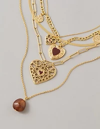 Emballage de cinq colliers de famille en forme de cœur AE