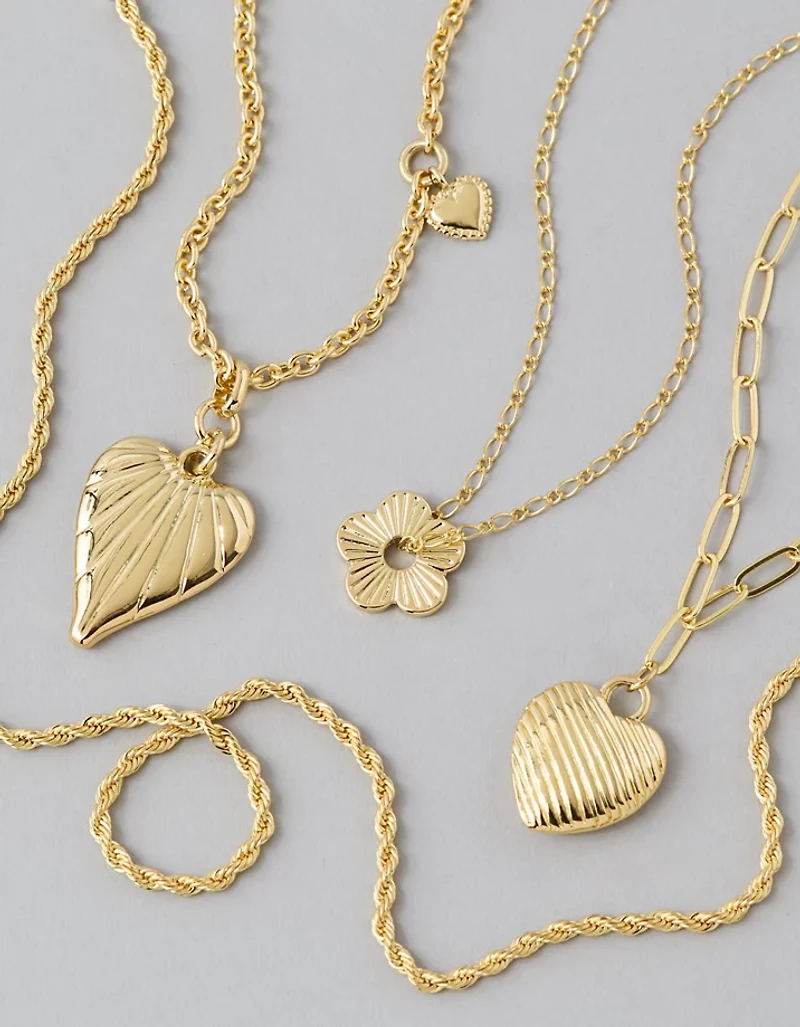 AE Heart Pendant Necklaces 3-Pack