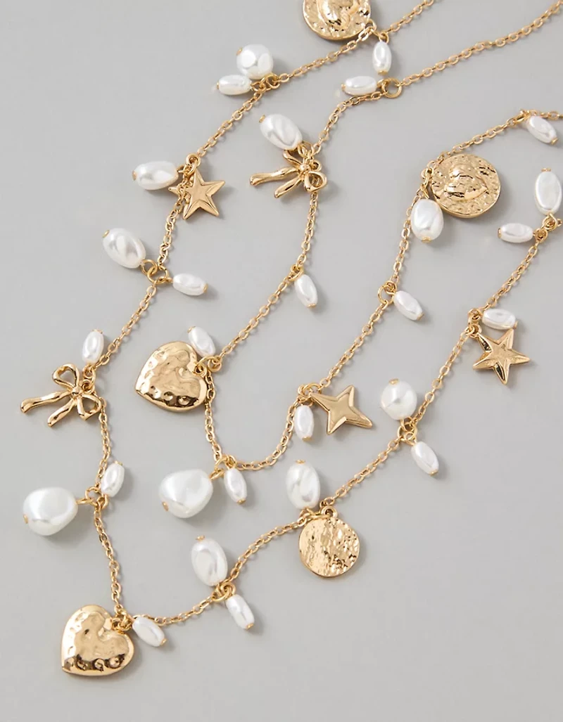 AE Double Chain Pearl Necklace