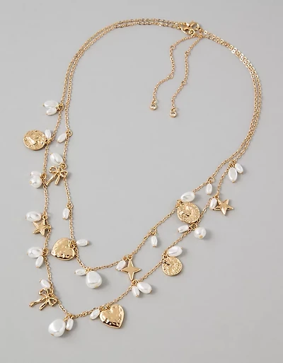 AE Double Chain Pearl Necklace