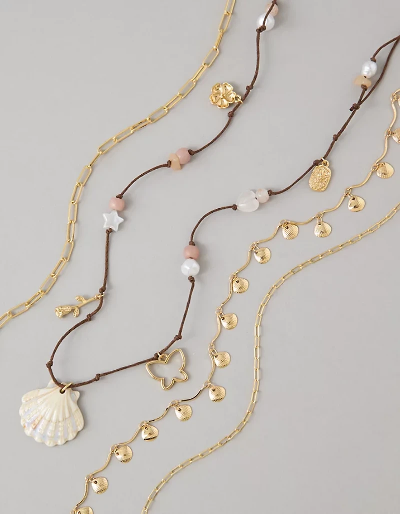 AE Layered Shell Necklaces 4-Pack