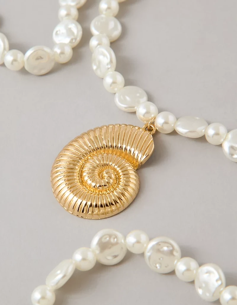 AE Faux Pearl & Shell Necklace