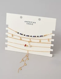 AE Red, White & Blue Necklaces 5-Pack