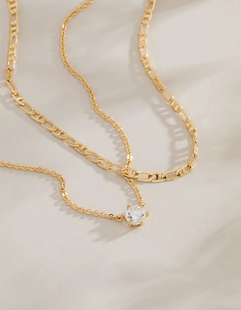AE Keepers Collection 14K Gold Plated Necklace 2-Pack