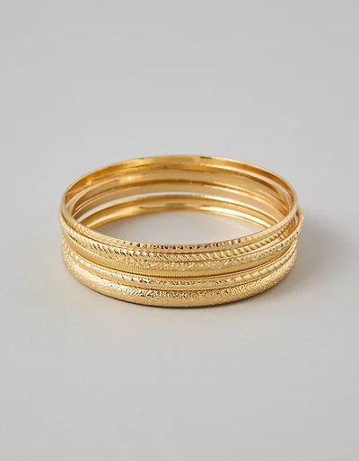Ensemble de six bracelets joncs de ton doré AEO