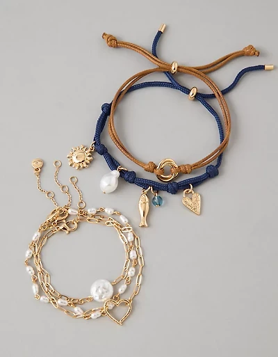 AE Brown & Blue Bracelets 5-Pack