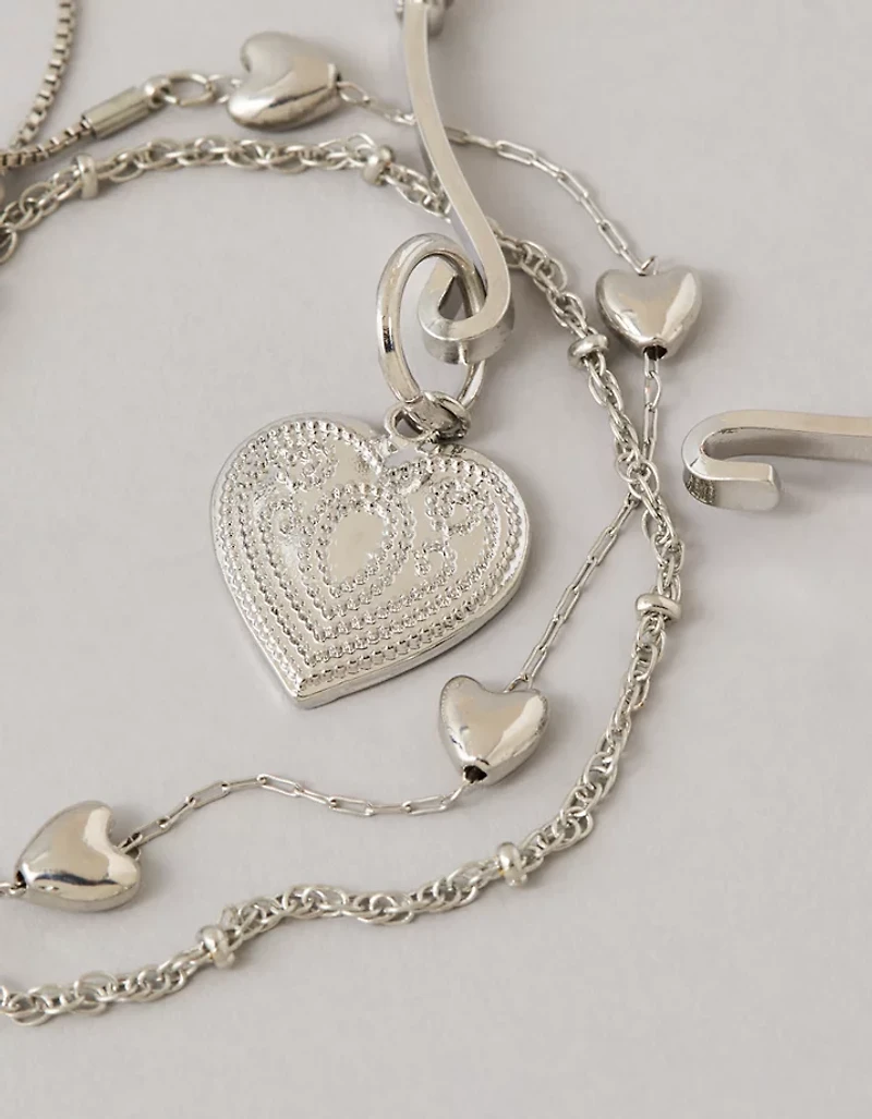 AE Heart Bangle Charm Bracelet 3-Pack