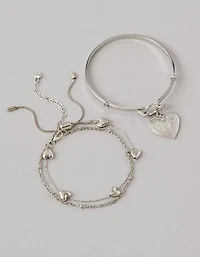 AE Heart Bangle Charm Bracelet 3-Pack