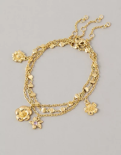 Ensemble de 3 bracelets de cheville à fleurs AE