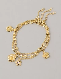 Ensemble de 3 bracelets de cheville à fleurs AE