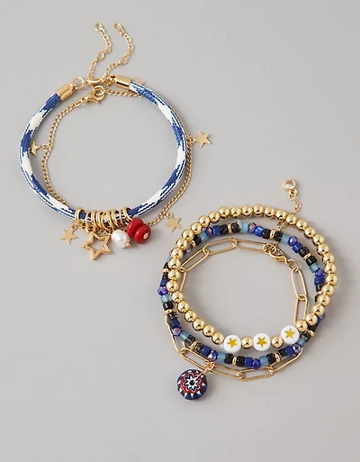 AE Red, White & Blue Bracelet 5-Pack