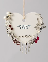 AEO Silver & Burgundy Earrings 18-Pack