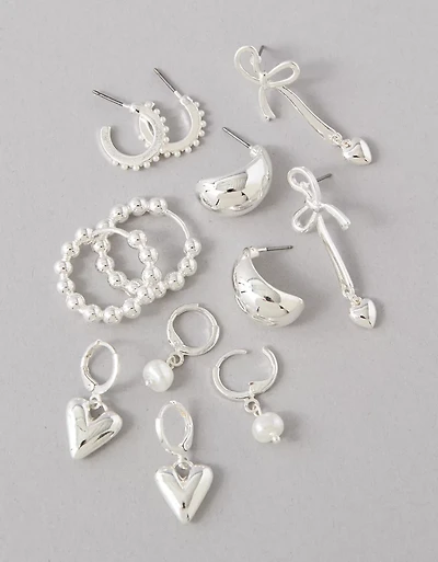 AEO Silver & Pearl Earrings 6-Pack