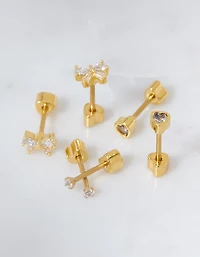 AEO Keepers Collection 14K Gold-Plated Stud Earrings 3-Pack
