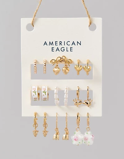 AEO Floral & Bow Earrings 9-Pack