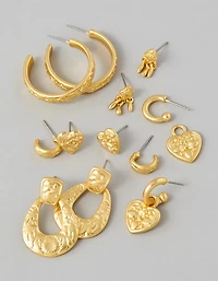 Lot de six paires de boucles d’oreilles gravées AEO