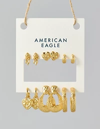 Lot de six paires de boucles d’oreilles gravées AEO