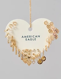 Lot de 18 paires de boucles d’oreilles cœur doré AEO