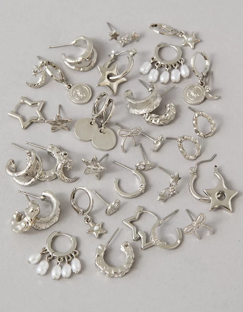 AEO Silver Star Earrings 18-Pack