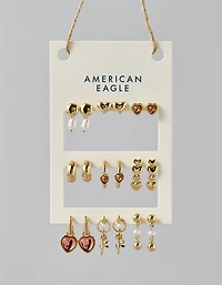 Emballage de neuf paires de boucles d’oreilles cœur AE