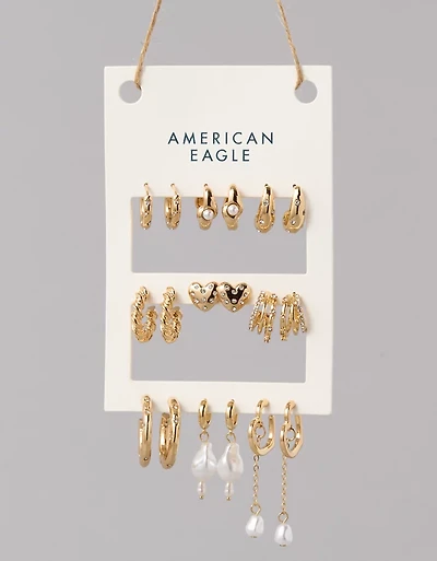 Emballage de neuf paires de boucles d’oreilles cœur AE