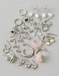 Ensemble de 18 paires de boucles d’oreilles argentées AE