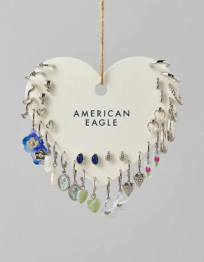 Emballage de 18 paires de boucles d’oreilles argentées AE