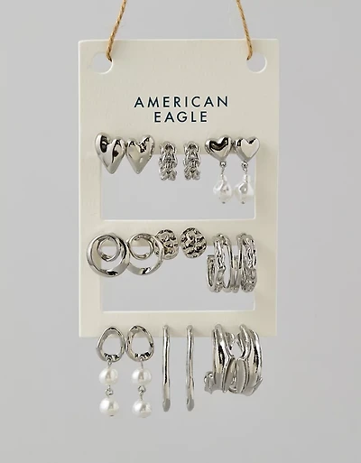 Emballage de neuf paires boucles d’oreilles assorties AE