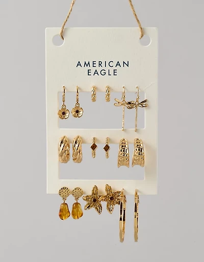 Emballage de neuf paires de boucles d’oreilles libellule AE